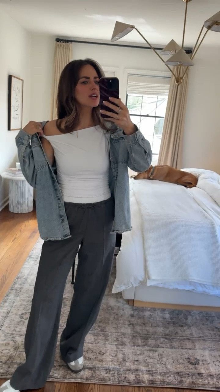 OOTD - Work, Errands, School Pick Up

top (S), shirt jacket (S), pants (S), sambas (size down 1/2 

#LTKStyleTip #LTKWatchNow #LTKSeasonal