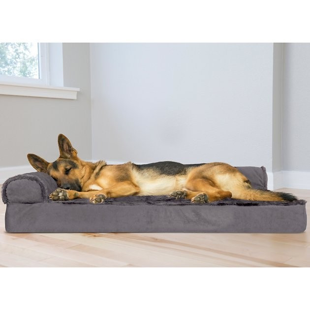 FurHaven Plush & Velvet Deluxe Chaise Lounge Orthopedic Dog & Cat Bed, Platinum Gray, Large | Chewy.com
