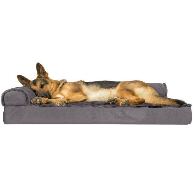 FurHaven Plush & Velvet Deluxe Chaise Lounge Orthopedic Dog & Cat Bed, Platinum Gray, Large | Chewy.com