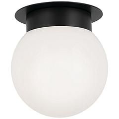 Kichler Albers 8.0 Inch 1 Light Flush mount with Opal Glass in Black | www.lampsplus.com | Lamps Plus