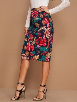 Click for more info about SHEIN Floral Print High-Rise Pencil Skirt