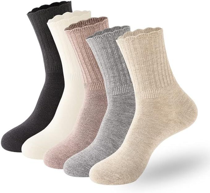 Women Thin Cashmere Socks, Soft Socks Women Above Crew Socks 5 Pairs Size 5-9 | Amazon (US)