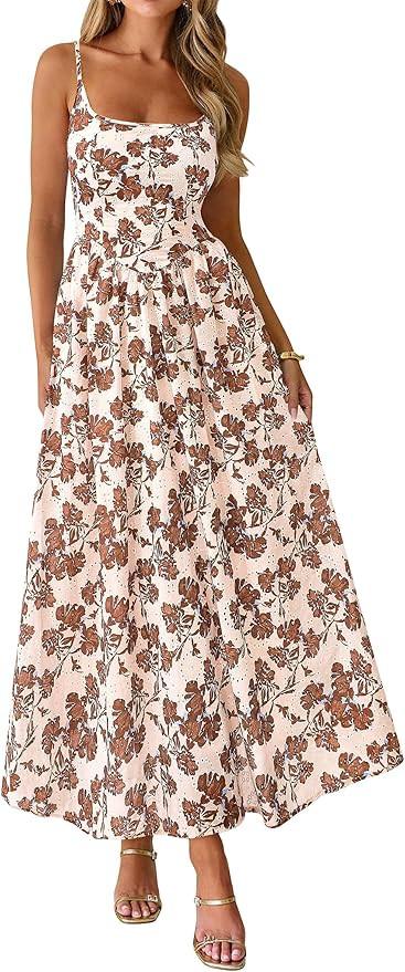 PRETTYGARDEN Womens 2026 Spring Boho Maxi Dress Eyelet Floral Long Flowy Sundresses Summer Beach ... | Amazon (US)