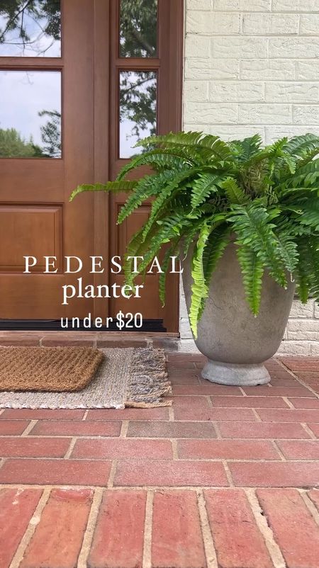 Spring porch decor | Summer Porch Decor | Walmart finds | Walmart home | Walmart planter | better homes and gardens | porch decor | faux ferns | gray planter | urn planter | pedestal planter | footed planter | affordable 

#LTKhome #LTKSeasonal #LTKfindsunder50
