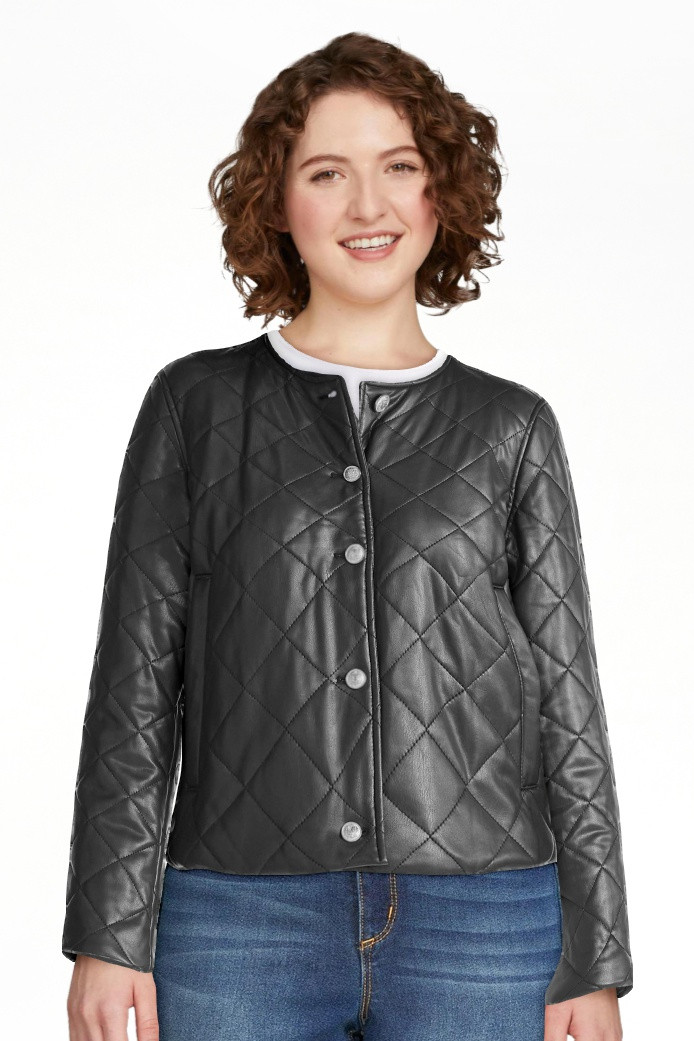 Sofia by Sofia Vergara Women's Faux Leather Quilted Jacket, Sizes XS-XXL | Walmart (US)