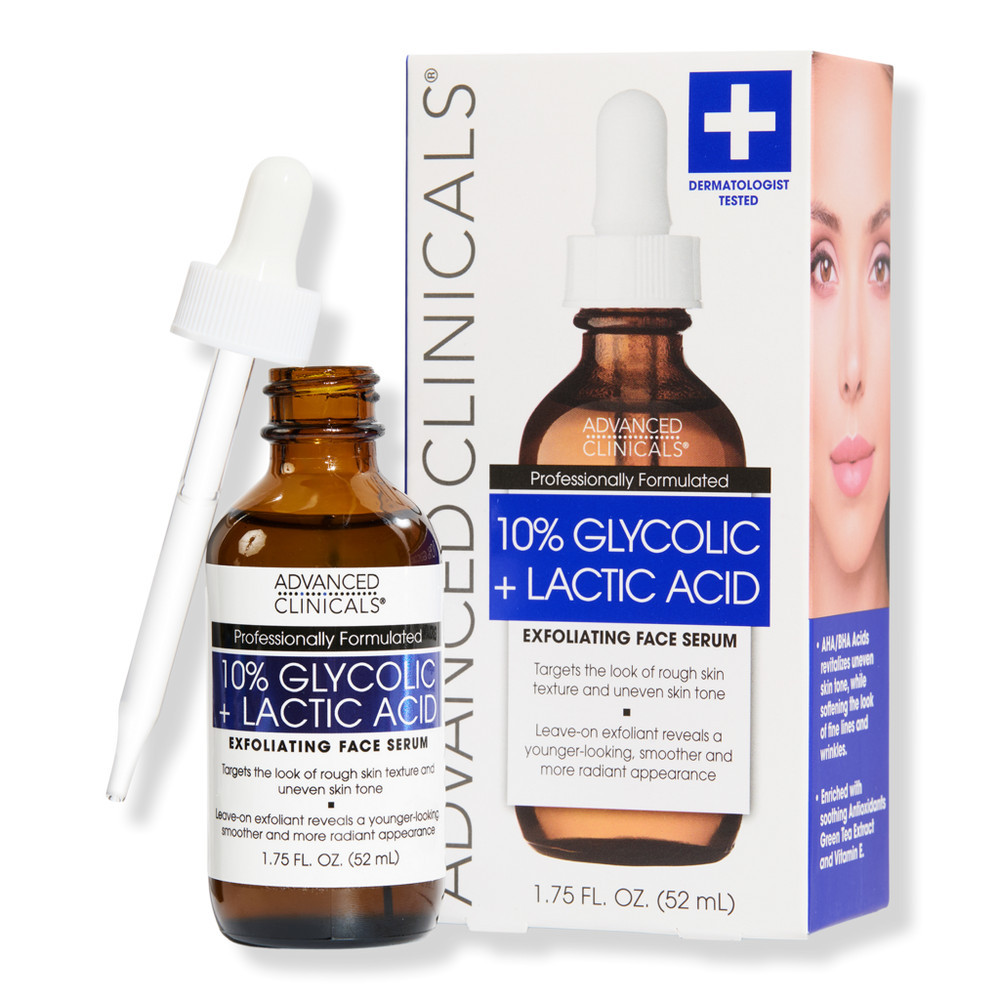 Advanced Clinicals 10% Glycolic + Lactic Acid Exfoliating Face Serum | Ulta