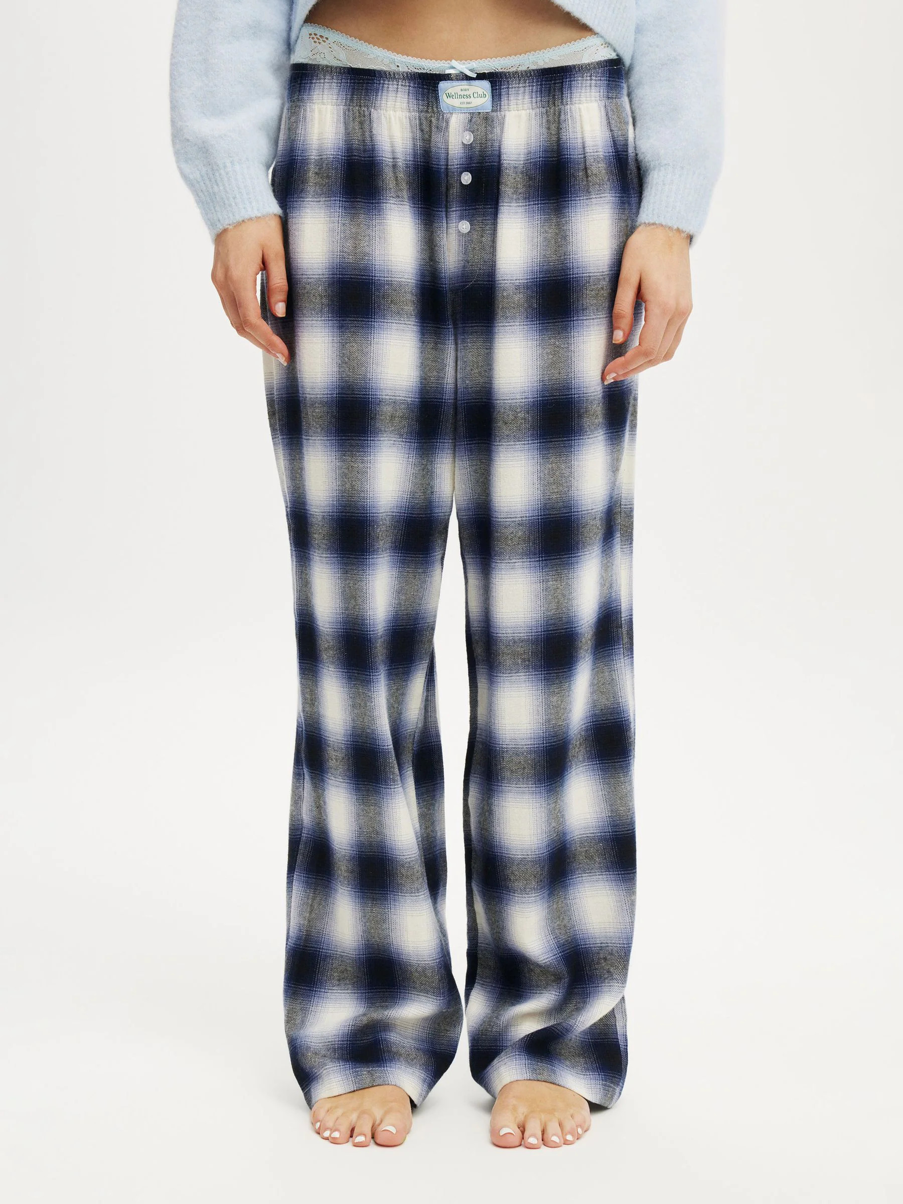 Cotton On Cotton On Blue Flannel Wide Leg Trousers | Next US