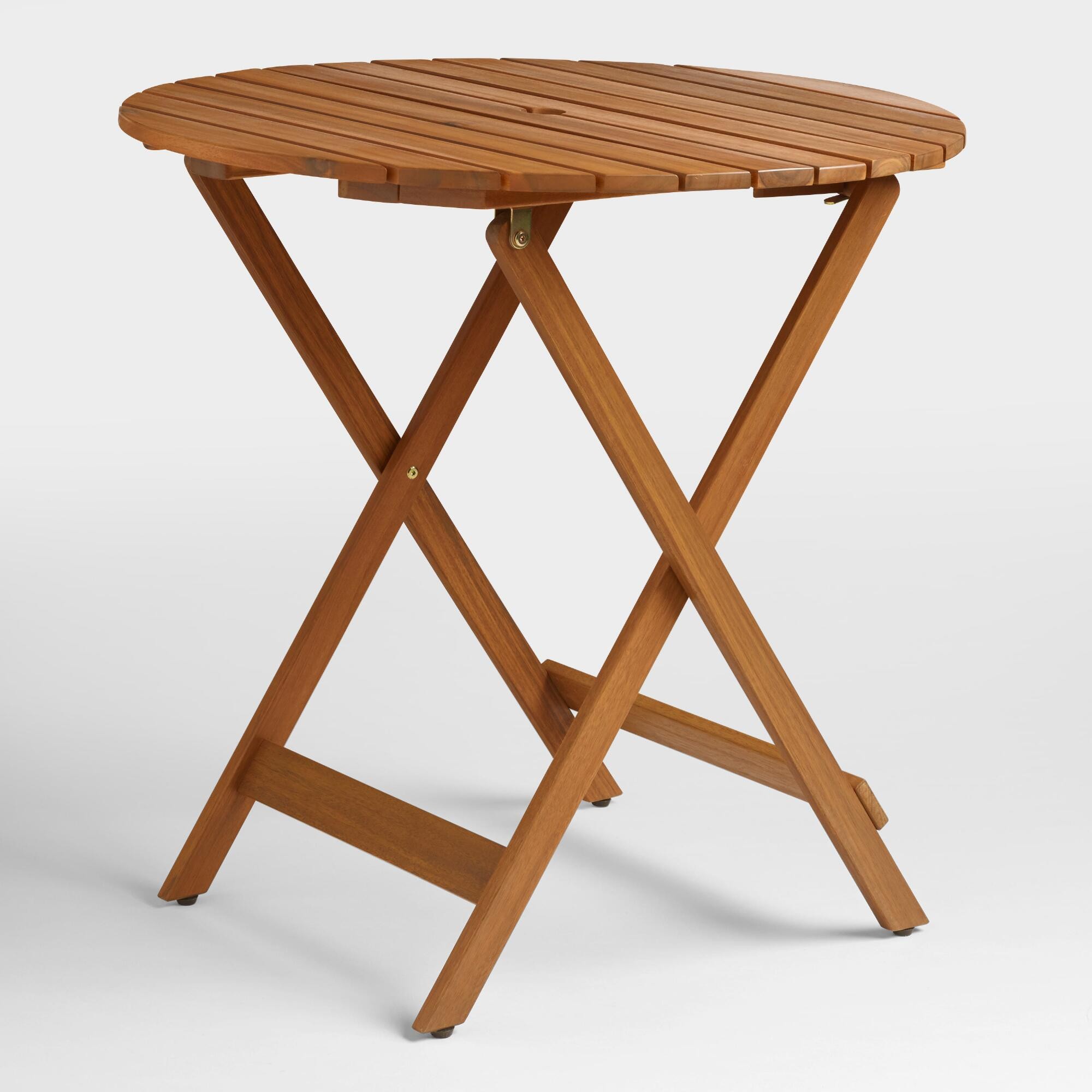 Round Natural Wood Mika Folding Dining Table | World Market