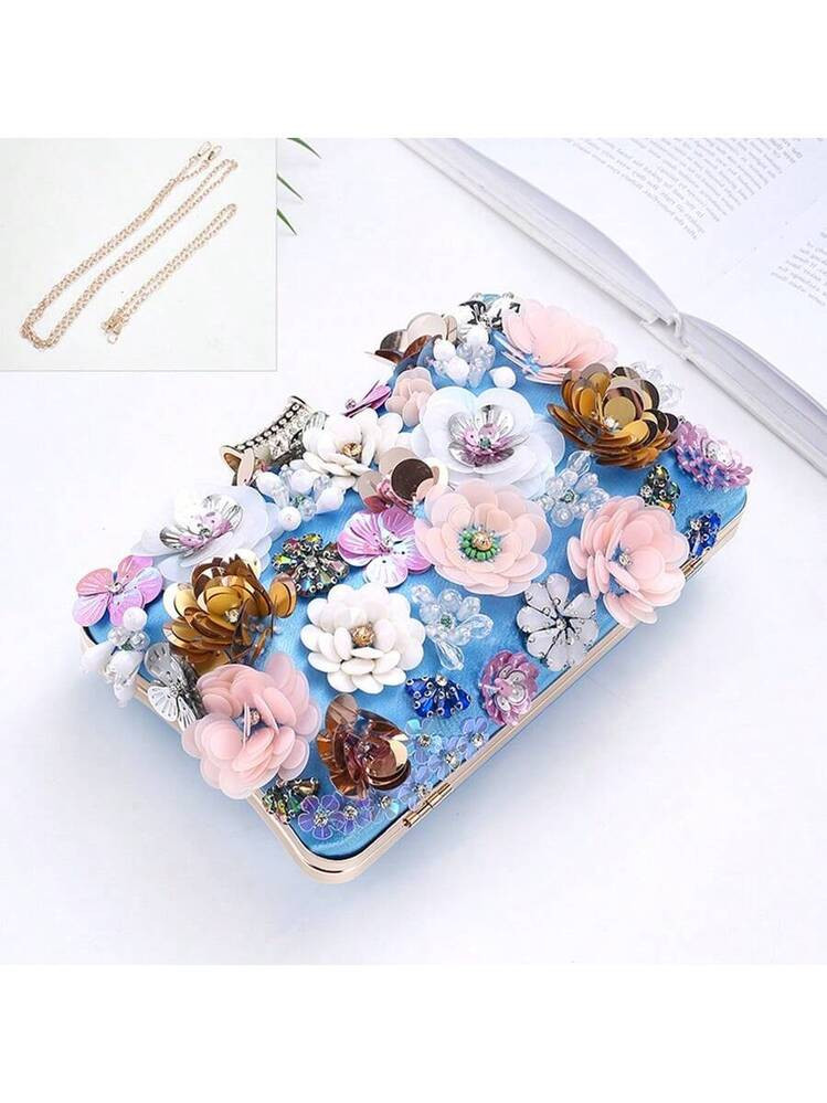 Fashion Dinner Bag Handmade Flower Beaded Bag Banquet Wedding Party Bag Clutch Bag Shoulder Bag | SHEIN
