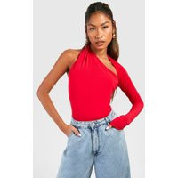 boohoo Women's One Sleeve Open Back Bodysuit in Red | Size: 10 | Knitted | boohoo (US & Canada)