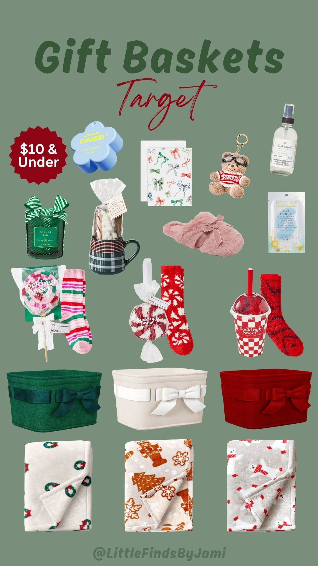 $10 and less gift basket ideas. Target affordable gift guide. For girls, mom, women, friends. Friendsgiving gifts. Cute trendy finds. Socks. Christmas. Holiday. Must haves.  

 #LTKGiftGuide #LTKHoliday #LTKFindsUnder50