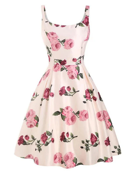 Pink 1950s Rose Floral Swing Dress | Retro Stage