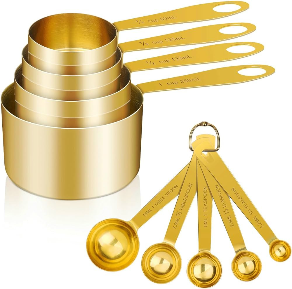 GuDoQi Measuring Cups and Spoons Set of 9, Stainless Steel Handle with Metric and US Measurements... | Amazon (US)