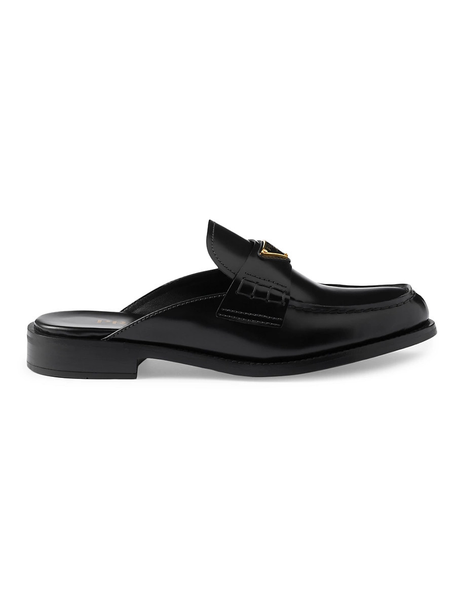 Women's Brushed Leather Mules - Black - Size 5.5 | Saks Fifth Avenue