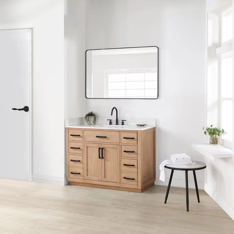 Gavino 48'' Free-standing Single Bathroom Vanity with Stone Vanity Top | Wayfair North America