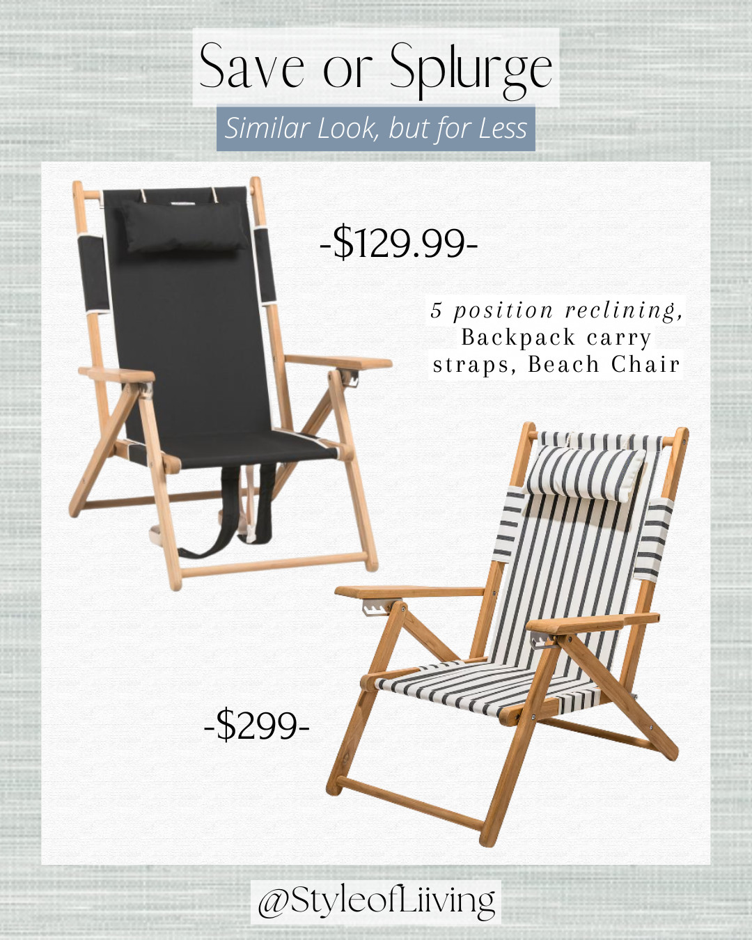 Save or Splurge! Foldable beach chair, 5 reclining positions, and backpack straps to easily carry. Beach vacation must-haves!
#tjmaxx #marshalls #saveorsplurge #beach #beachchair #beachvacation #foldablechair #seating #ltktravel #beachday #poolchair 

 #LTKSeasonal #LTKSaleAlert #LTKSwim