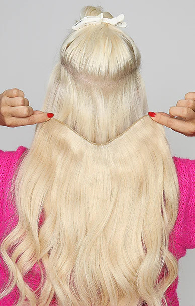 new v-clip volumizer
one weft, more hair, no wire. | Hidden Crown Hair