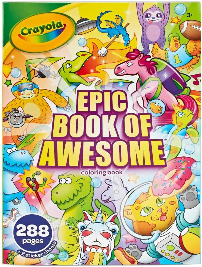 Crayola Epic Book of Awesome (288 Pages), Kids Coloring Book Activity Set, Animal Coloring Pages,... | Amazon (US)