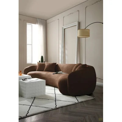 102'' 5-Seater Boucle Sofa Modern Sectional Half Moon Leisure Couch Curved Sofa | Wayfair North America