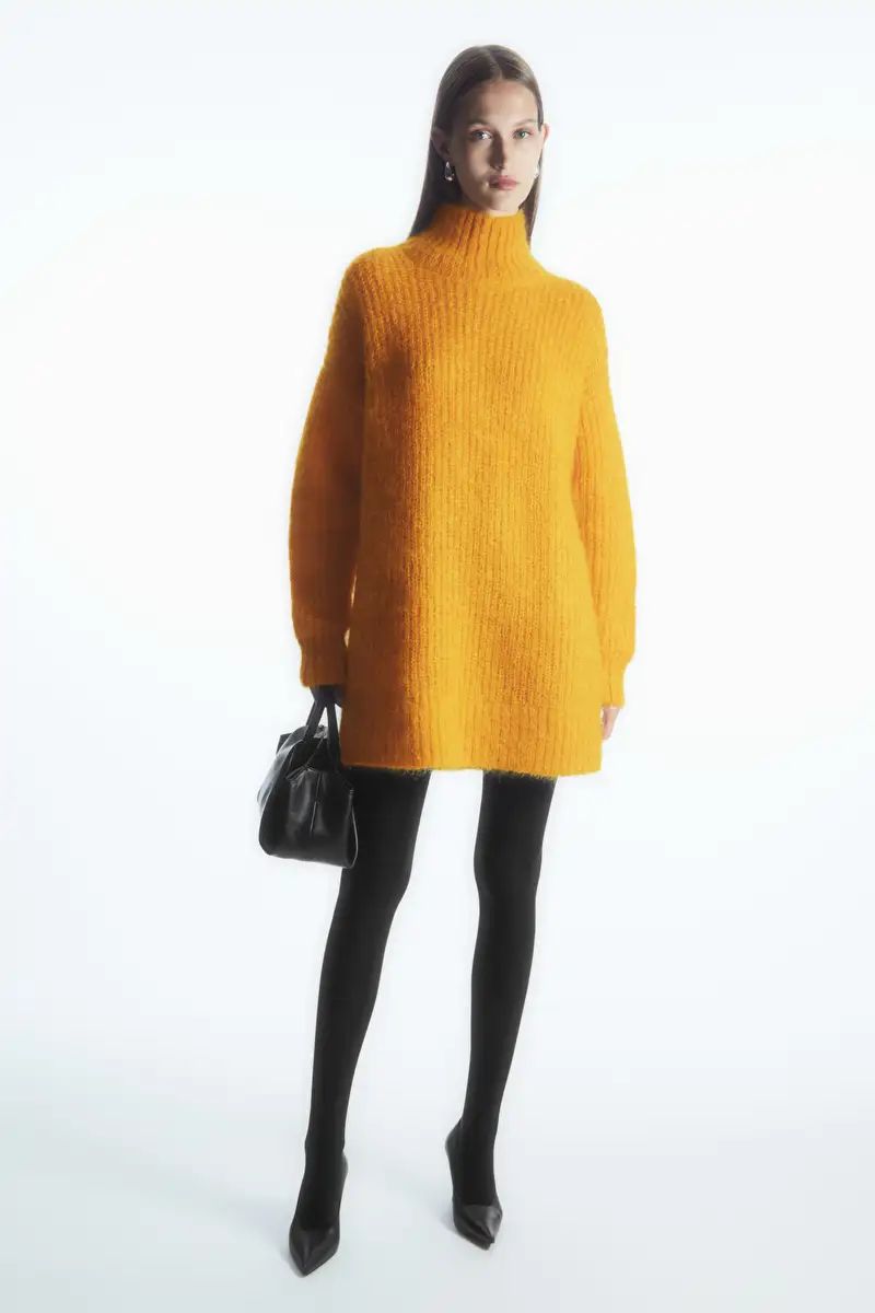 FUNNEL-NECK MOHAIR TUNIC - YELLOW - Dresses - COS | COS (US)