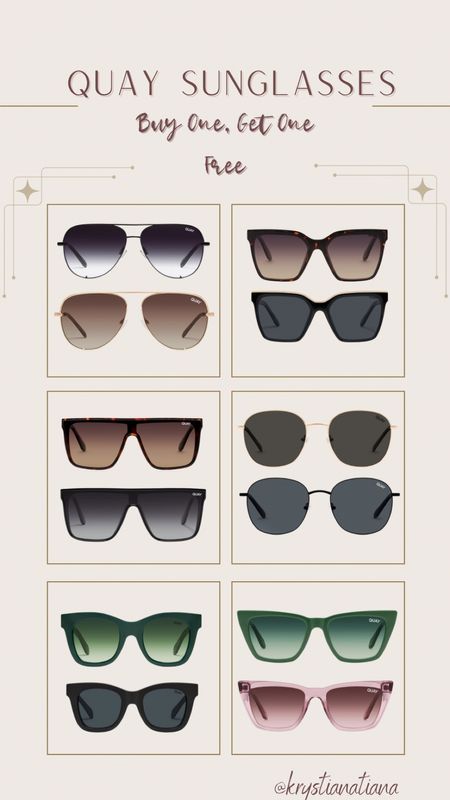 Quay Sunglasses: Buy one, Get one! ☀️









Quay, Quay Sunglasses, Sunglasses, Summer, Summertime, Fashion, Fashion Finds

#LTKGiftGuide #LTKSeasonal #LTKItBag
