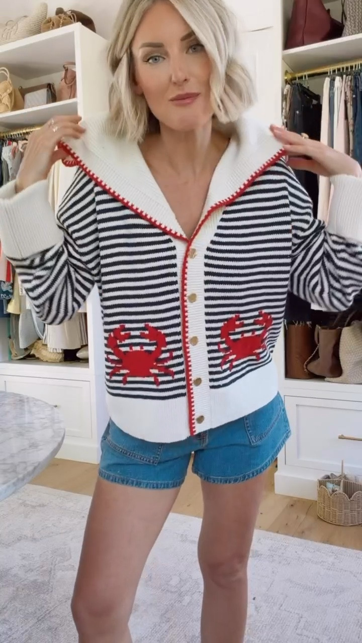 #AbercrombiePartner @abercrombie How cute is this sweater?! If you’re headed to the northeast this summer, you need this! I also love the fit of these linen blend shorts! So many ways you could style these this season! Wearing S/27.

*Offer valid in stores and online 4/15/2026-4/20/2026 in US/CA. Excludes clearance, gift cards, and Sperry footwear. Offer applies to item of equal or lesser value. Discount applied at checkout.

Loverly Grey, Abercrombie, spring fashion, spring outfit ideas, coastal grandmother, denim shorts outfit, jean shorts outfit 

#LTKootd #LTKSeasonal #LTKTravel