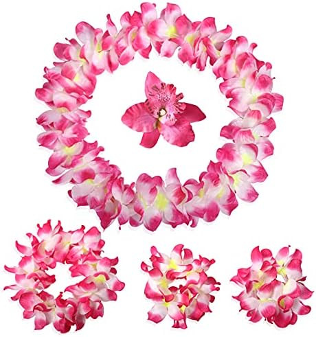 Hawaiian Leis Luau Tropical Headband Flower Crown Wreath Headpiece Wristbands Women Girls Floral ... | Amazon (US)