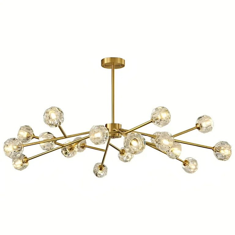 FINE MAKER Bronze Finish Crystal Chandelier 18 Light Gold Metal Finish Ceiling Pendant Light for ... | Walmart (US)