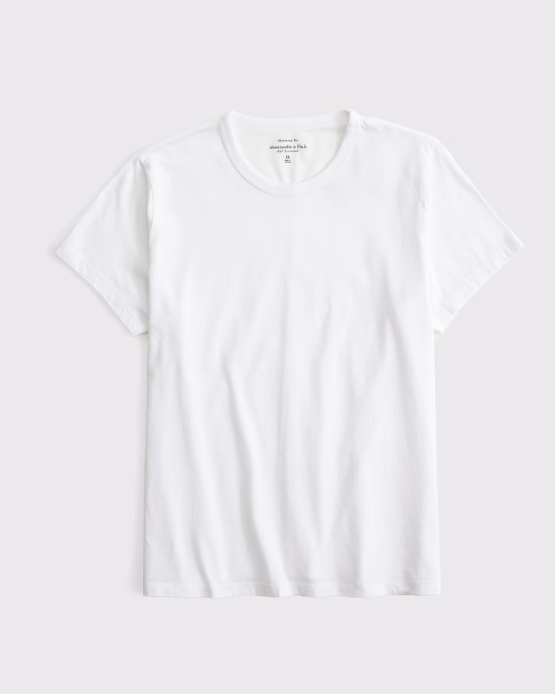 Abercrombie & Fitch Women's Essential Polished Body-Skimming Tuckable Tee in White - Size M | Abercrombie & Fitch (US)