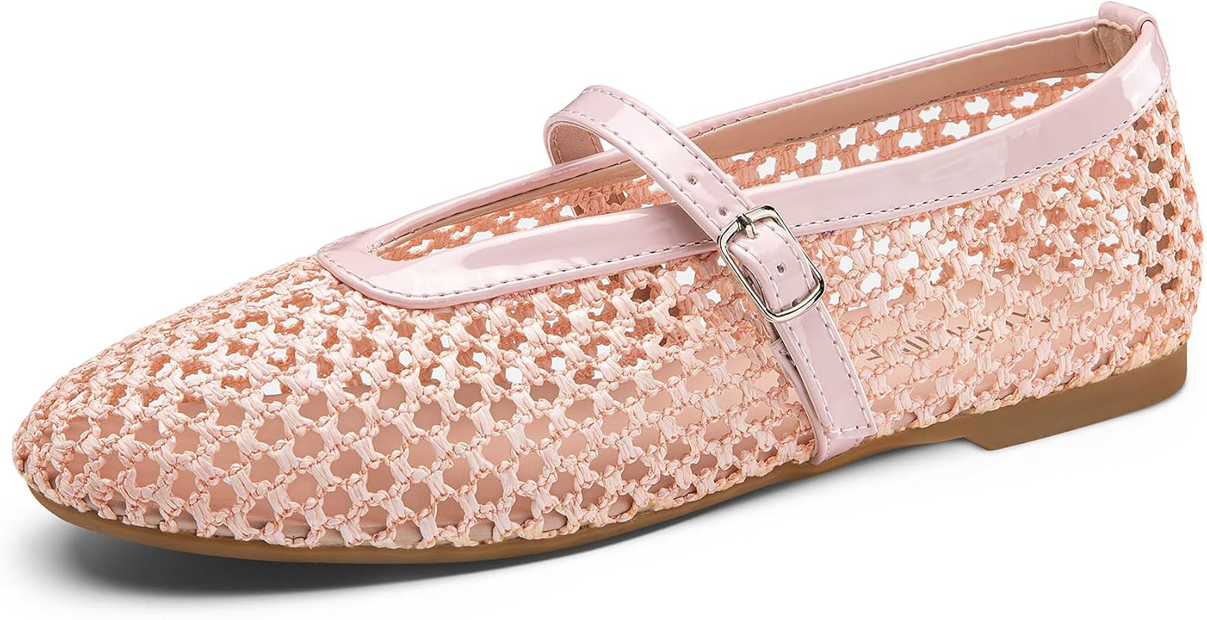 ATHMILE Mesh Ballet Flats for Women Buckle Strap Flat Heel Ballerina Shoes Summer Dress Sandals | Amazon (US)