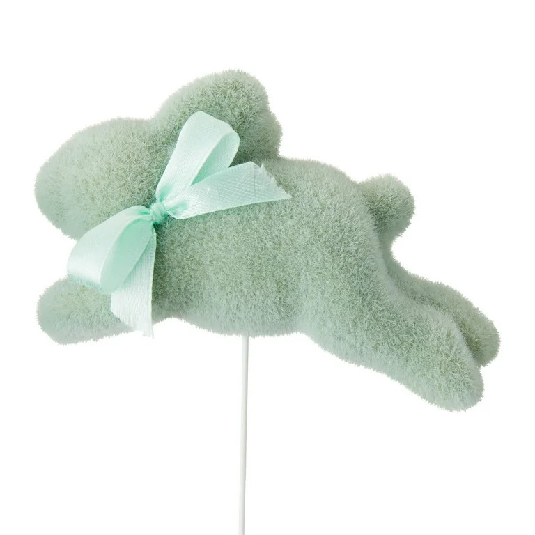 Easter Mint Green Flocked Bunny Decorative Pick, 10 in, by Way To Celebrate | Walmart (US)