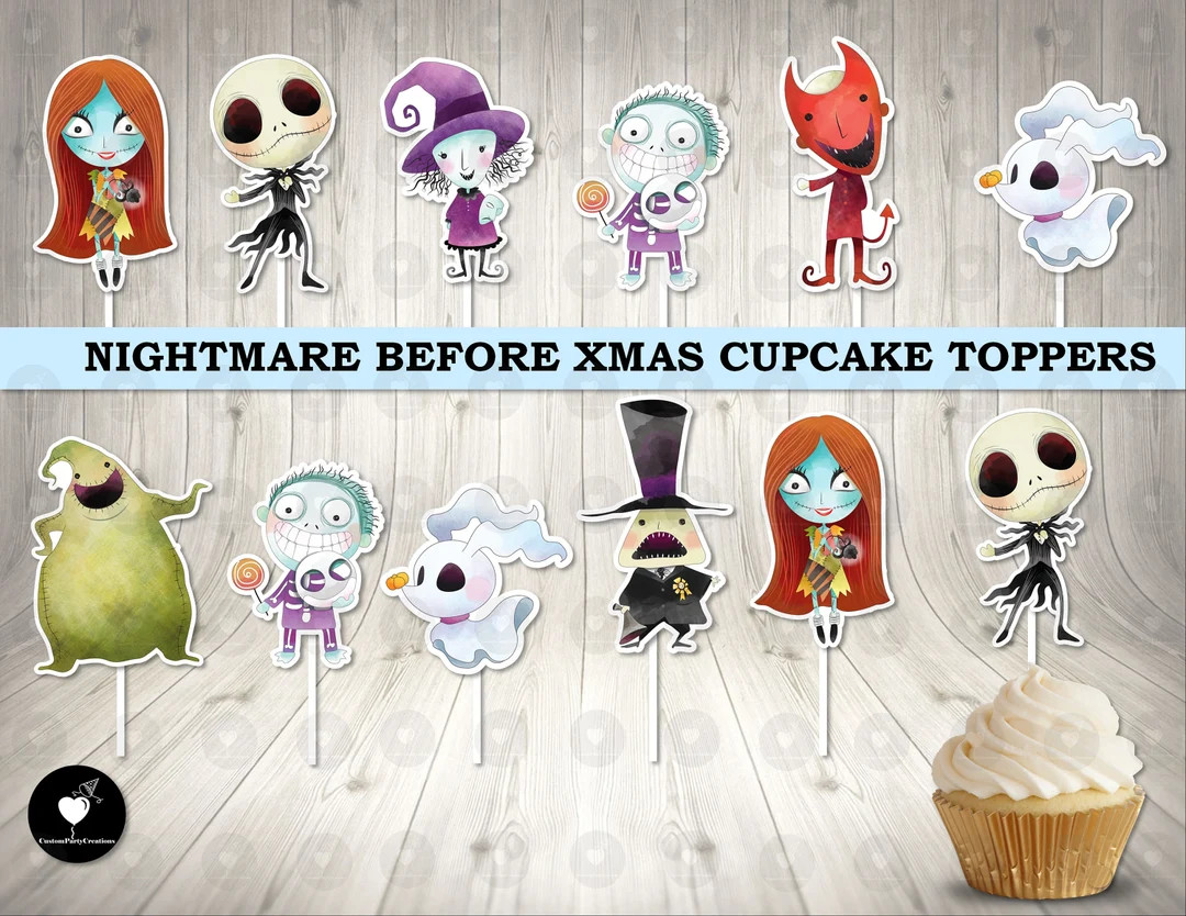 Nightmare Before Christmas Cupcake Toppers: Birthday Party Decorations - Etsy | Etsy (US)