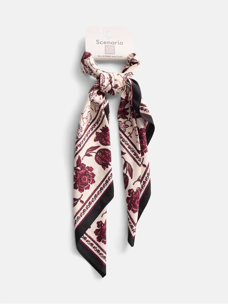 Scenario Women's Printed Square Scarf, Beige | Walmart (US)