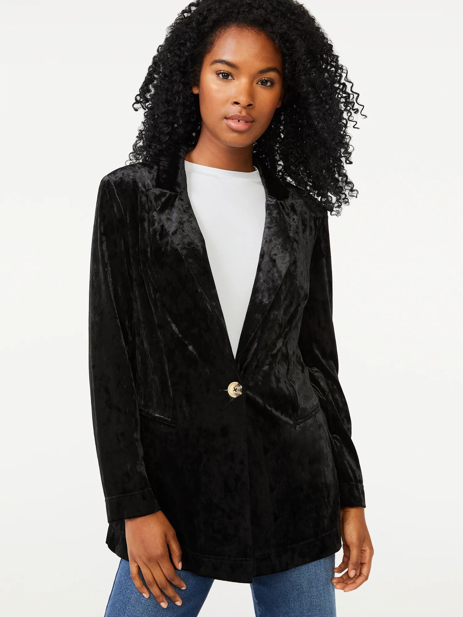 Scoop Women's Crushed Velvet Blazer | Walmart (US)