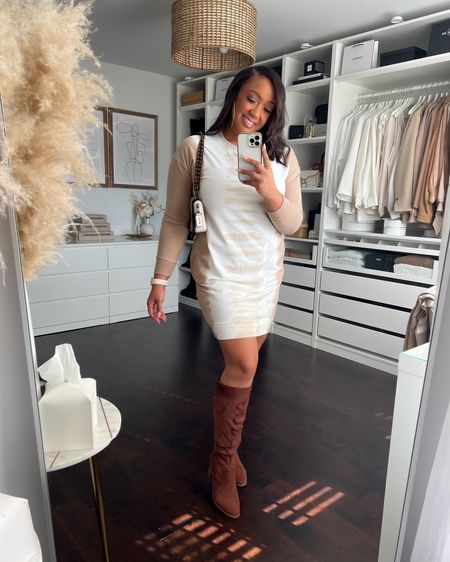 This neutral tie-dye dress is super cute and comfy! Runs TTS. I’m wearing a Large. It has pockets and also comes in other colors! I paired with these super comfy boots and I sized up to a 10 and they’re perfect too! Love this effortless comfy look! Would also be cute with sneakers! 

#LTKmidsize #LTKfindsunder50 #LTKstyletip
