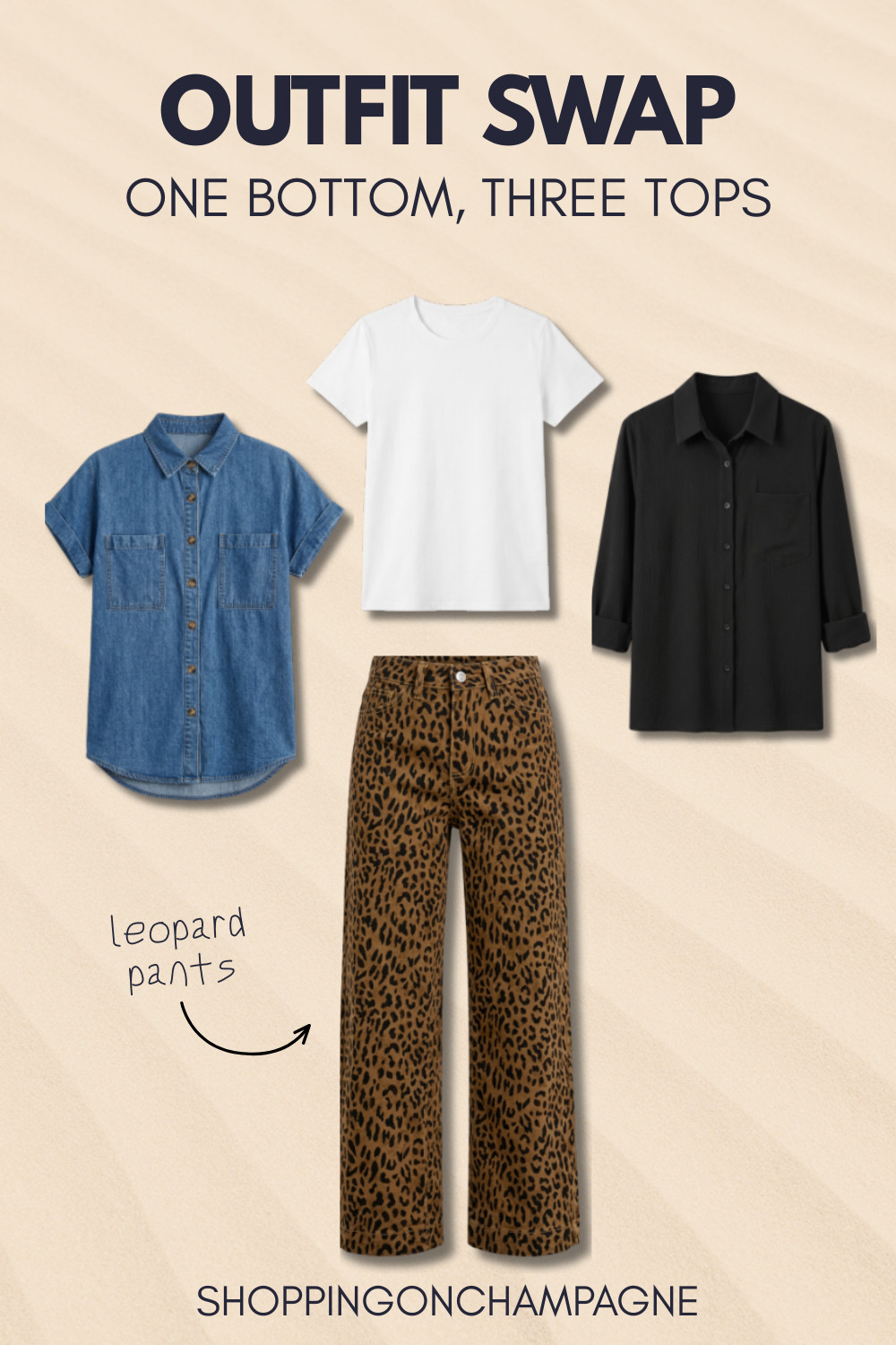 Leopard pants are having a moment, but if you've been stuck wondering what to pair them with, I've got you covered! Try a denim shirt, a white tee, or a black button-front shirt. Chic and stylish! 

 #LTKSeasonal #LTKOver40 #LTKMidsize
