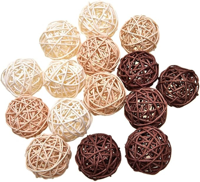 Pomeat 15pcs Wicker Rattan Balls Decorative Ball Orbs Vase Fillers Table Decor, Wedding Party Dec... | Amazon (US)