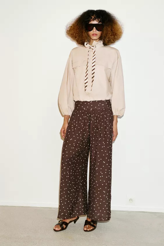 WIDE-LEG POLKA DOT TROUSERS | Zara UK