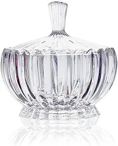 Glass Candy Plate with Cover, Crystal Candy Bowl, Fruit Plate, Decorative Bowl (white) | Amazon (US)