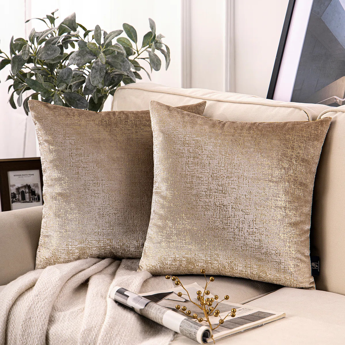 Bronzing Printed Velvet Collection Lumbar Pillow (Set of 2) | Wayfair North America