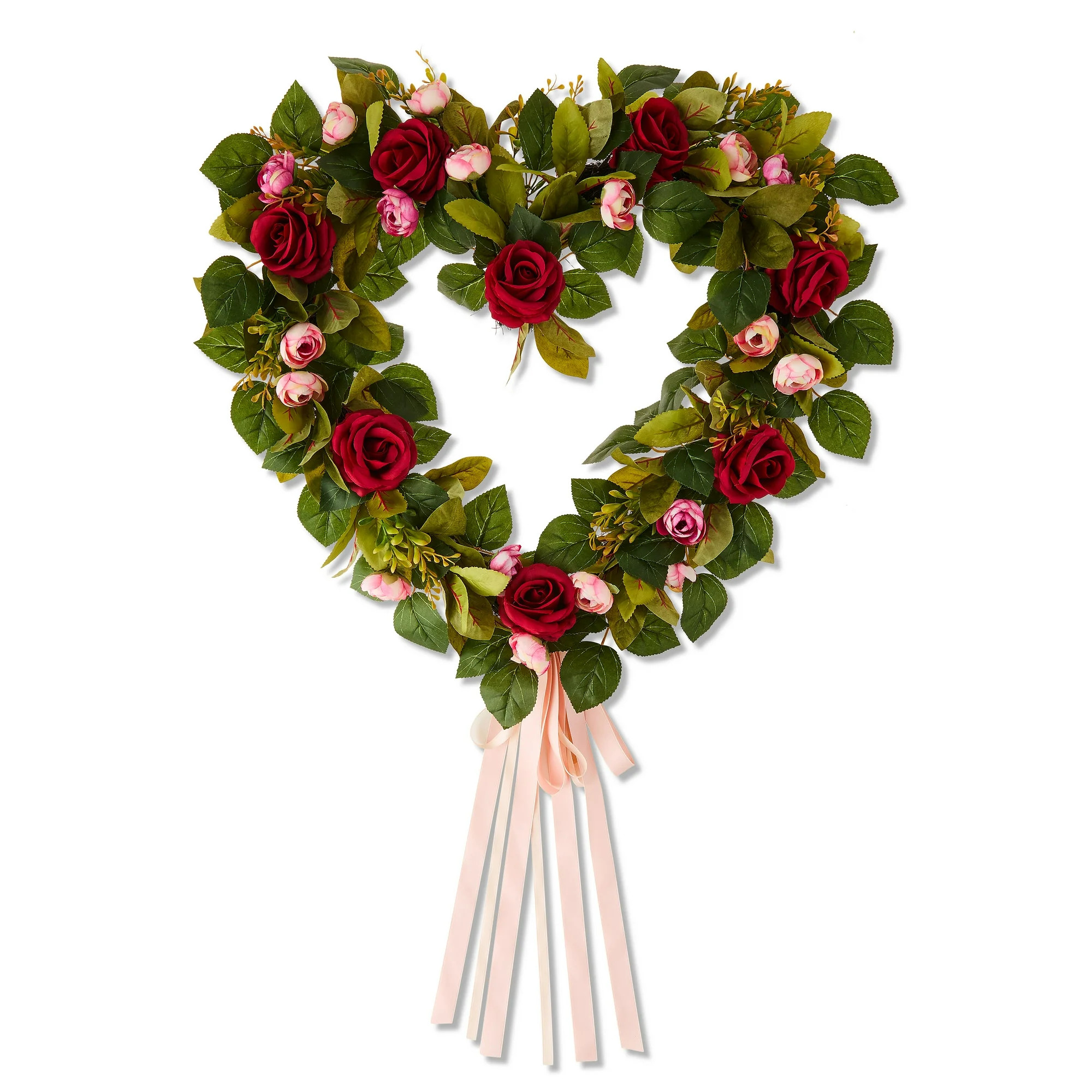 Rose Valentine's Day Heart Wreath, Multicolor, 22", by My Texas House | Walmart (US)