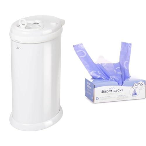 Ubbi Diaper Pail Bundle - Steel, Odor Locking, Money Saving, Award Winning Design & Lavender Scented Diaper Sacks | Amazon (US)