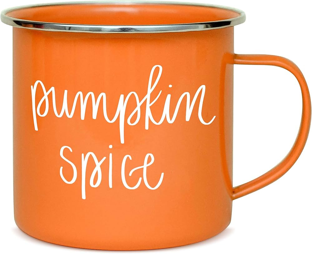 Sweet Water Decor Pumpkin Coffee Mugs | 18oz Galvanized Steel Campfire Style Coffee Cup | Autumn ... | Amazon (US)
