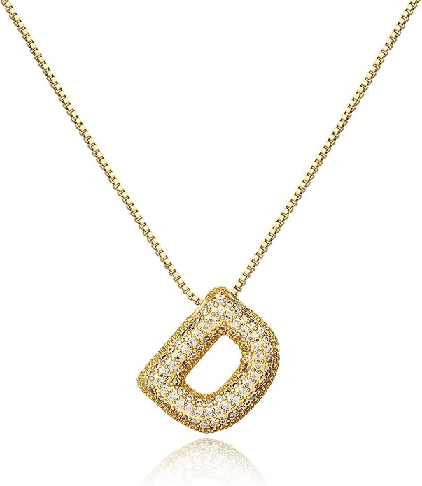 Cicy Bell Initial Necklace for Women 18k Gold Plated Cubic Zirconia Luxurious Personalized Dainty... | Amazon (US)