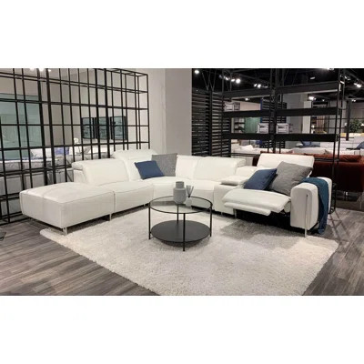 134" Wide Genuine Leather Reclining Corner Sectional with Ottoman | Wayfair North America