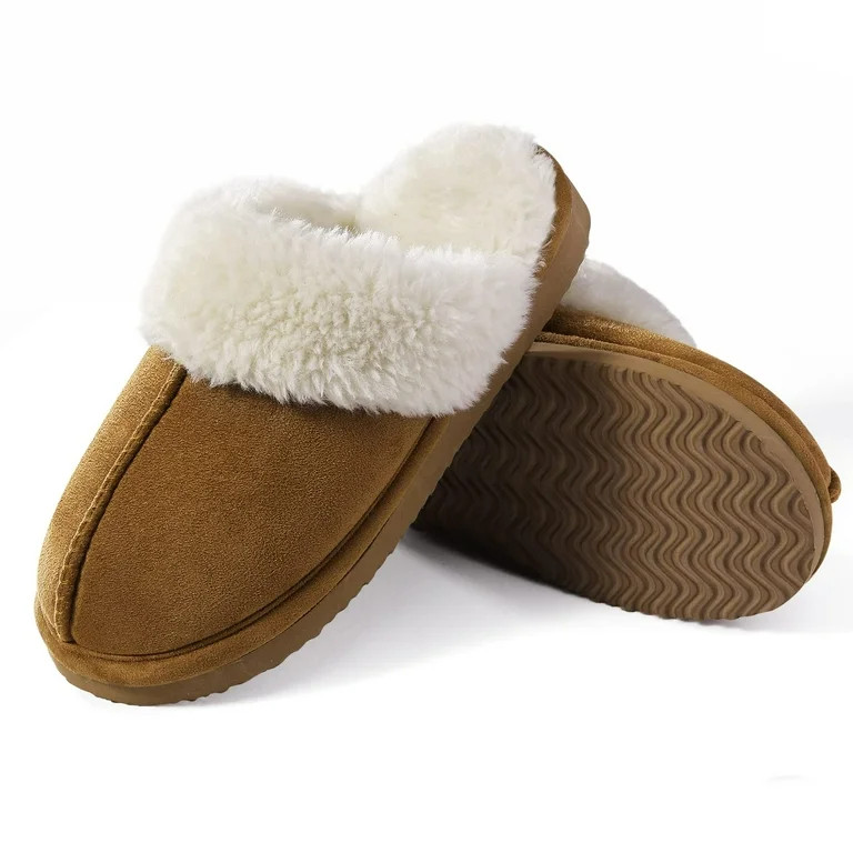 Litfun Women's Fuzzy Memory Foam Slippers Warm Comfy Winter House Shoes, Brown, Size 8-8.5 | Walmart (US)