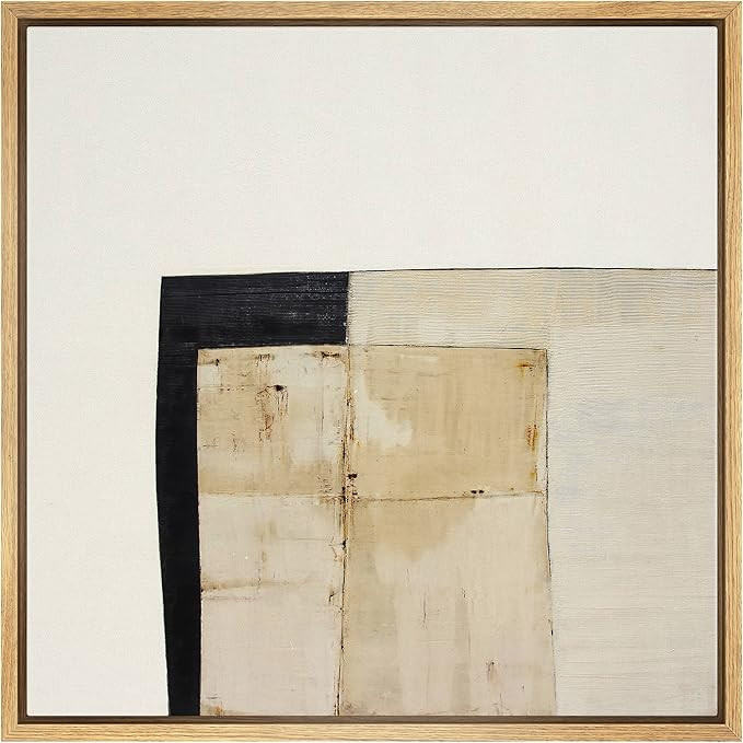 SIGNWIN Framed Canvas Print Wall Art Tan & Black Geometric Color Blocks Abstract Shapes Illustrat... | Amazon (US)