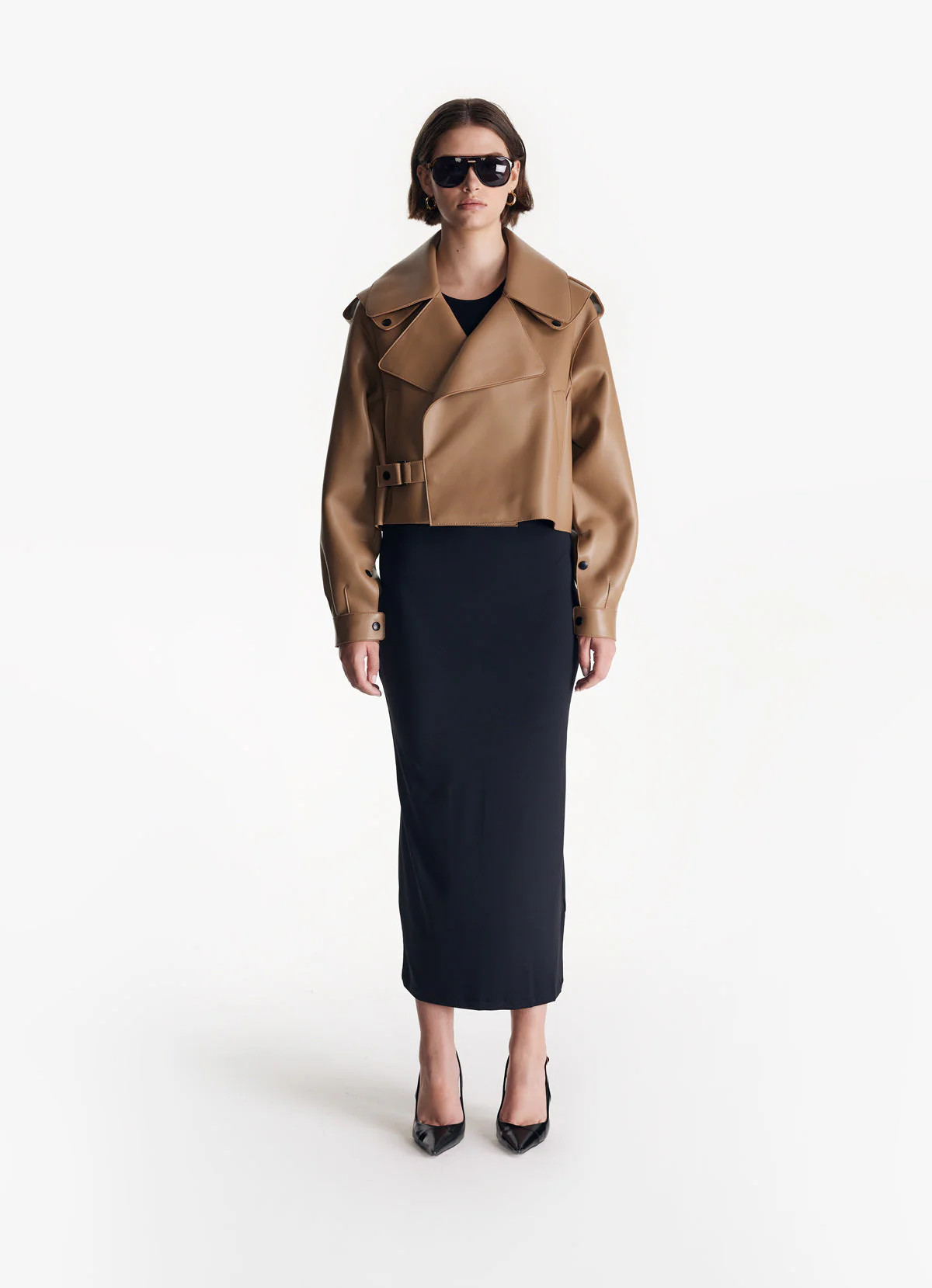 Nude Oversized Leather Jacket | DE SAVARY LONDON