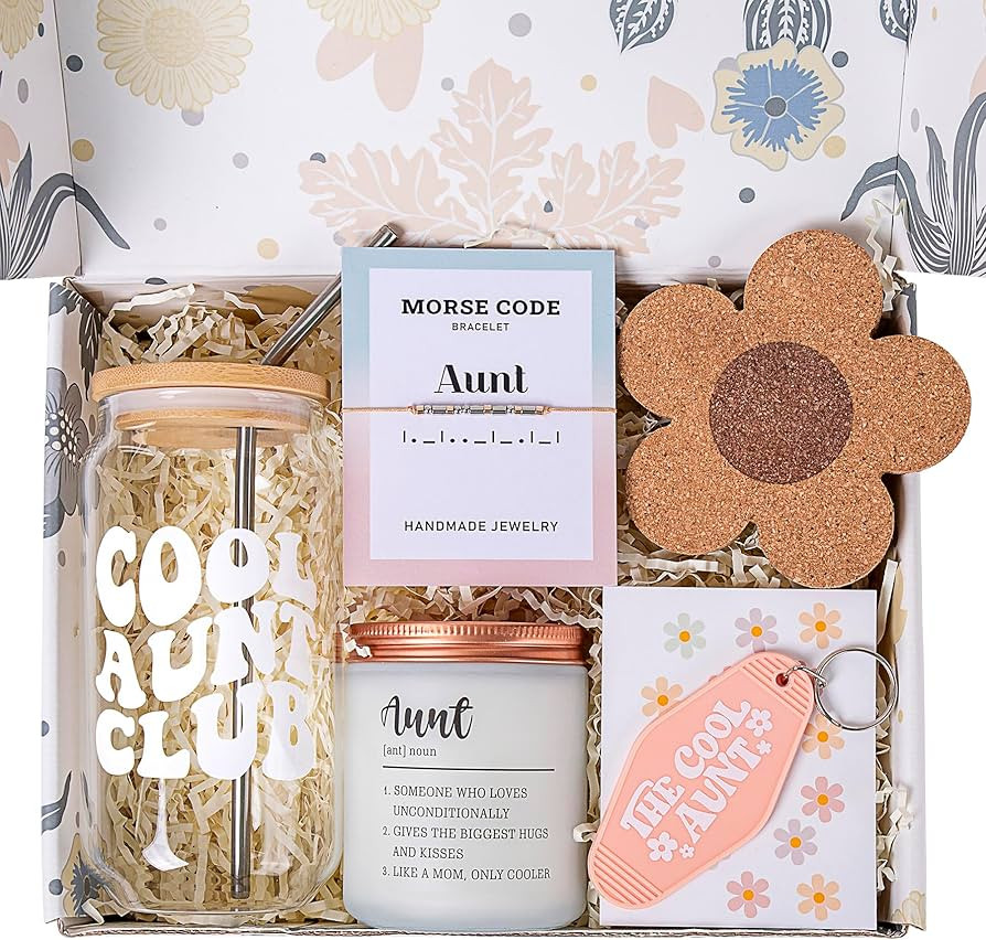 Aunt Gifts From Niece, Nephew - Auntie Gift Ideas Coffee Glass Cup Gift For Aunt To Be, New Aunt,... | Amazon (US)