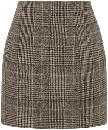 onlypuff Fall Plaid Skirts for Women High Waist Bodycon Mini Skirt Ladies Above The Knee Dress Fa... | Amazon (US)